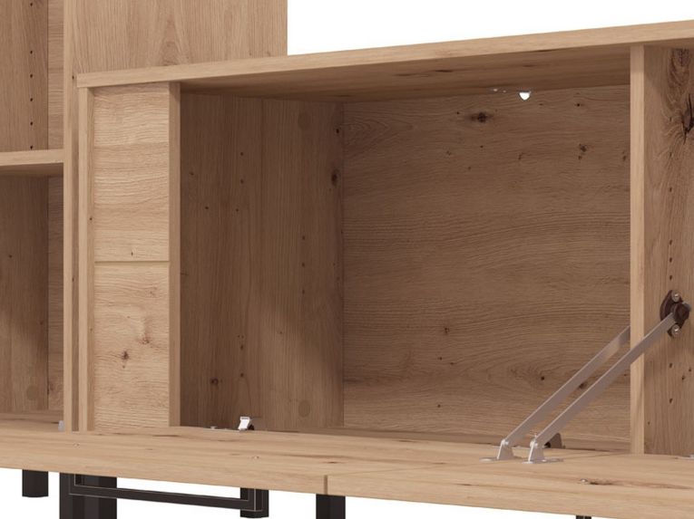 Parete Attrezzata Marrone Rovere Nodi Modulabile 8 Ripiani 299x40x192.5h cm, 4 Ante - Cimbergo