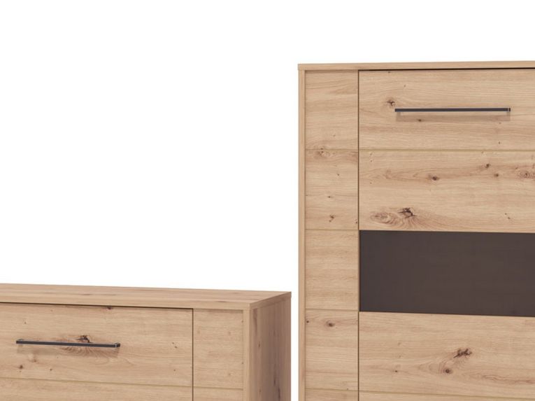 Parete Attrezzata Marrone Rovere Nodi Modulabile 8 Ripiani 299x40x192.5h cm, 4 Ante - Cimbergo