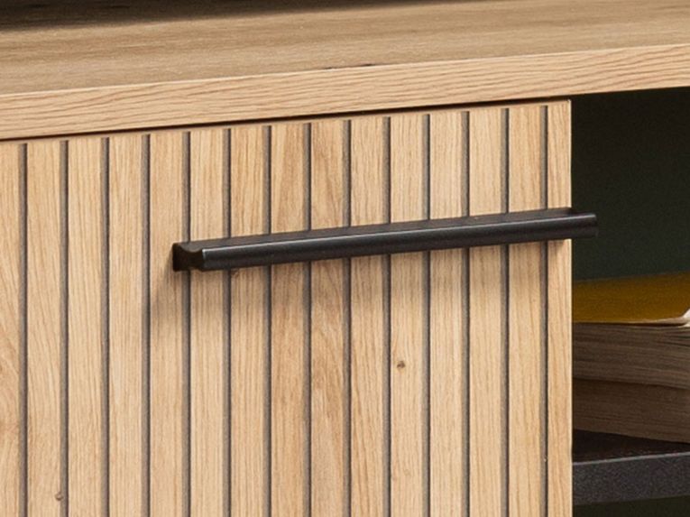 Parete Attrezzata Marrone Rovere Nodi Nero 8 Ripiani 9 Vani 207.5x33x157.5h cm, 2 Ante - Rovato