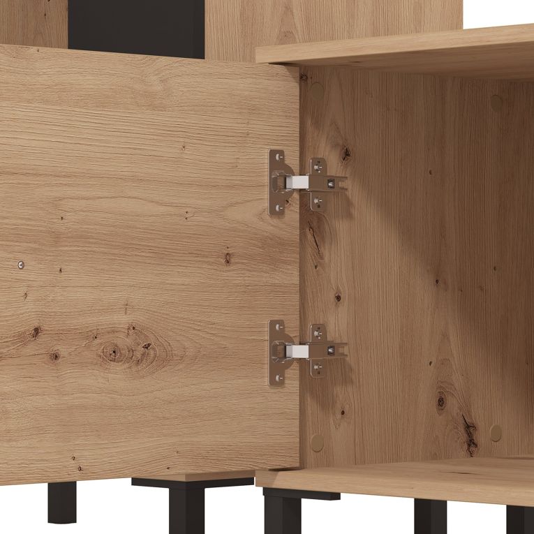 Parete Attrezzata Marrone Rovere Nodi Nero 8 Ripiani Modulabile 263x40x167h cm, 7 Vani - Petrona