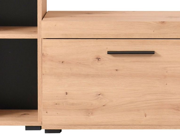 Parete Attrezzata Marrone Rovere Nodi Nero 9 Ripiani 7 Vani 172.5x33x157.5h cm, Un'anta - Bubbiano