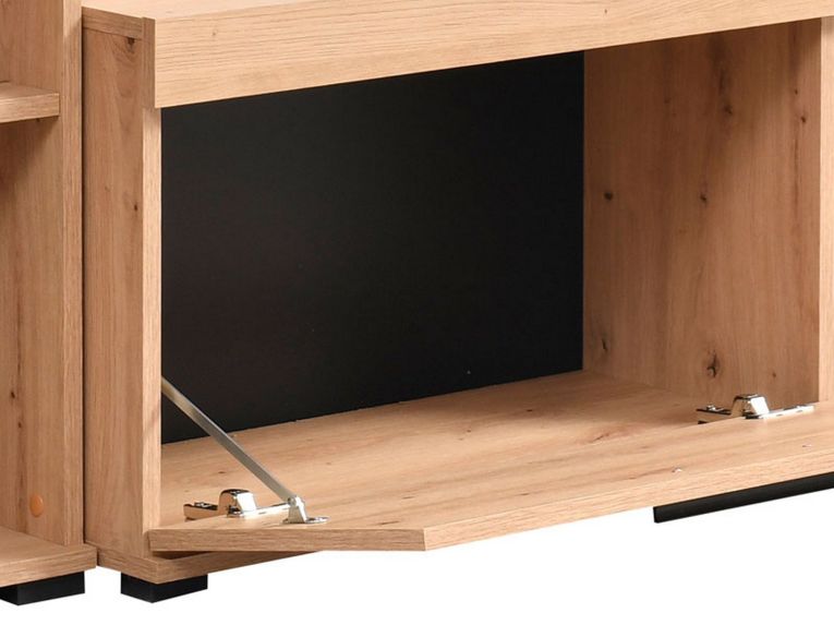 Parete Attrezzata Marrone Rovere Nodi Nero 9 Ripiani 7 Vani 172.5x33x157.5h cm, Un'anta - Bubbiano