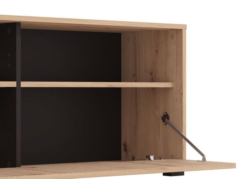 Parete Attrezzata Marrone Rovere Nodi Nero Modulabile 7 Ripiani 195.5x33x139.5h cm, 3 Ante - Montiano