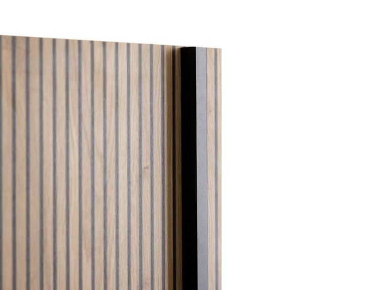 Parete Attrezzata Marrone Rovere Nodi Nero Modulabile 7 Ripiani 195.5x33x139.5h cm, 3 Ante - Montiano