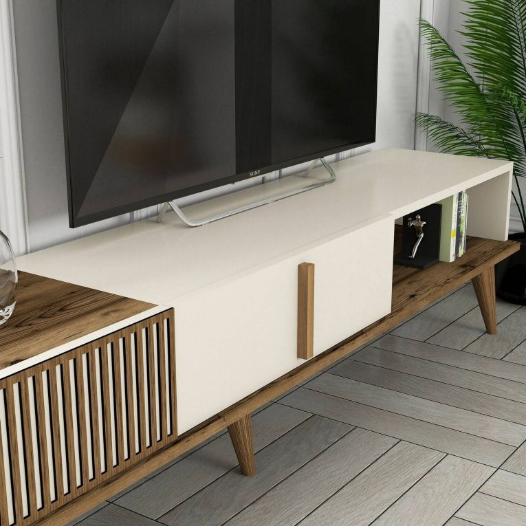 Parete attrezzata moderna 180cm noce e crema - Gordon