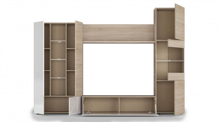 Parete attrezzata moderna 260 cm rovere e bianca - Angioletto