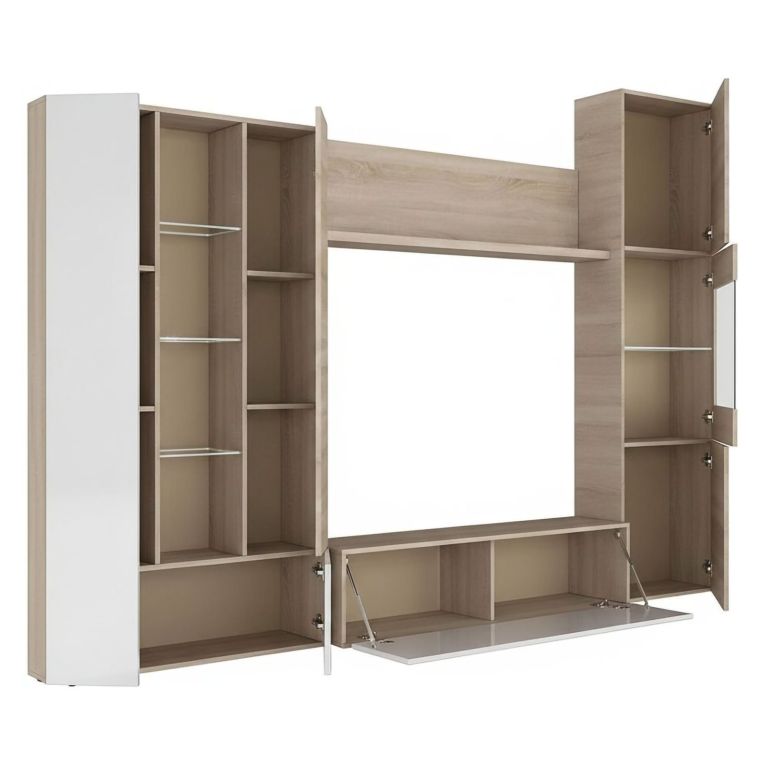 Parete attrezzata moderna 260 cm rovere e bianca - Angioletto