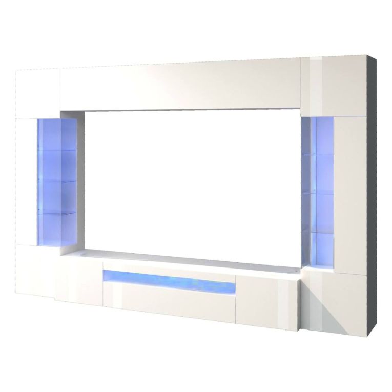 Parete attrezzata moderna 290cm bianca lucida - Arga