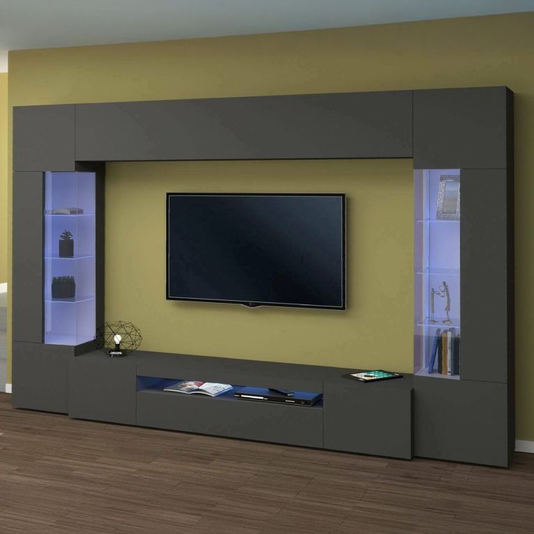 Parete attrezzata modulabile 290cm antracite - Arga