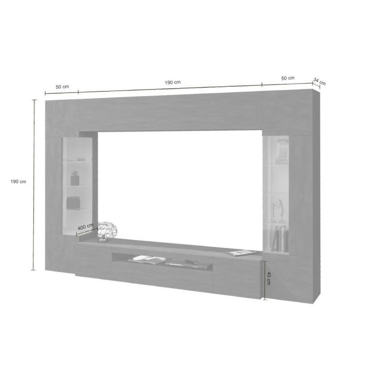 Parete attrezzata modulabile 290cm antracite - Arga