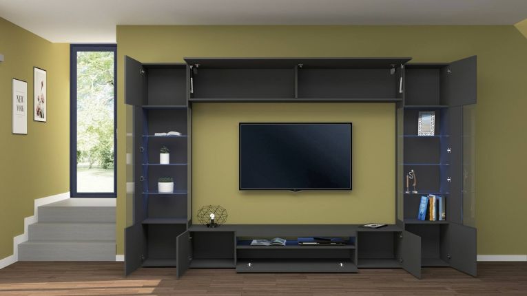 Parete attrezzata modulabile 290cm antracite - Arga