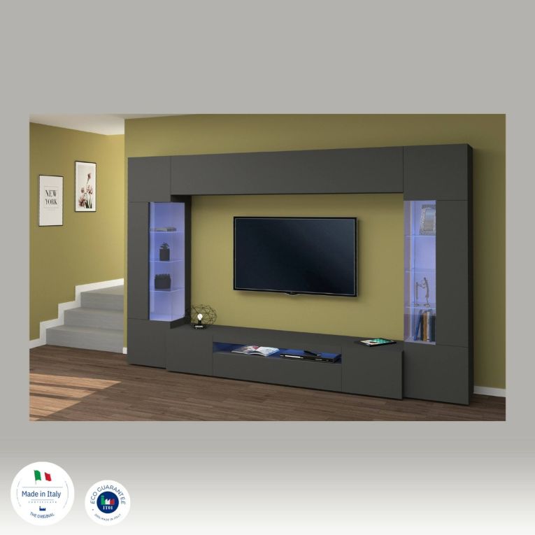 Parete attrezzata modulabile 290cm antracite - Arga