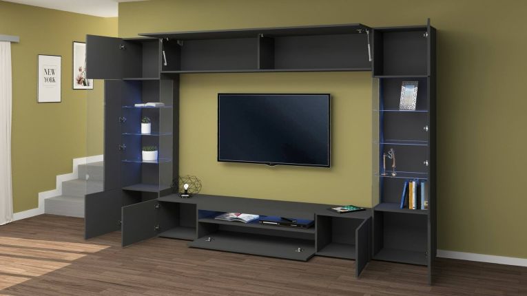 Parete attrezzata modulabile 290cm antracite - Arga