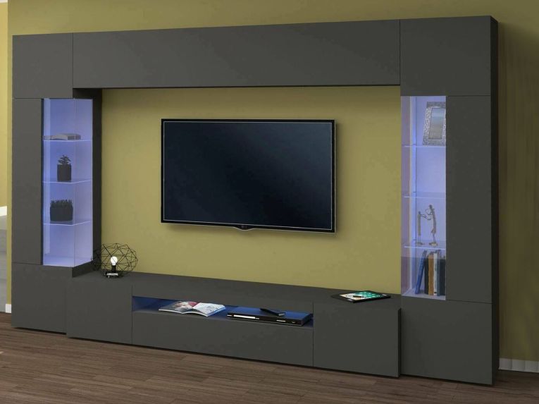 Parete attrezzata modulabile 290cm antracite - Arga