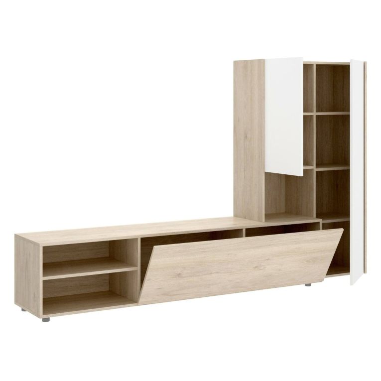 Parete attrezzata multifunzione 227cm bianca e rovere - Abrino