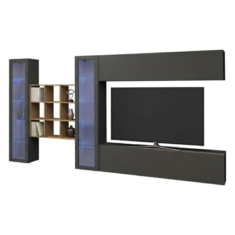 Parete attrezzata multifunzione 350cm antracite - Avella