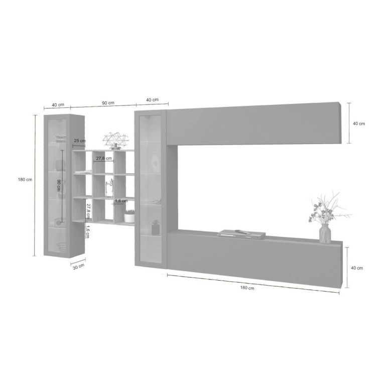 Parete attrezzata multifunzione 350cm antracite - Avella