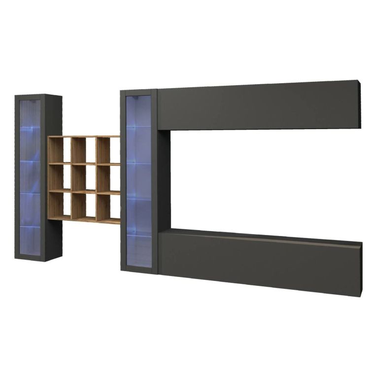 Parete attrezzata multifunzione 350cm antracite - Avella