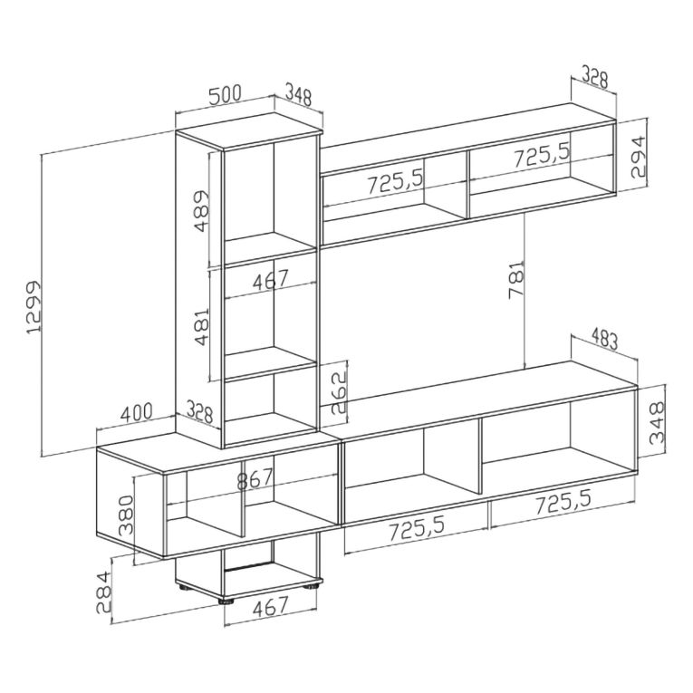 Parete Attrezzata Nero Antracite Bianco Modulabile 6 Ante, set Componibile - Isola