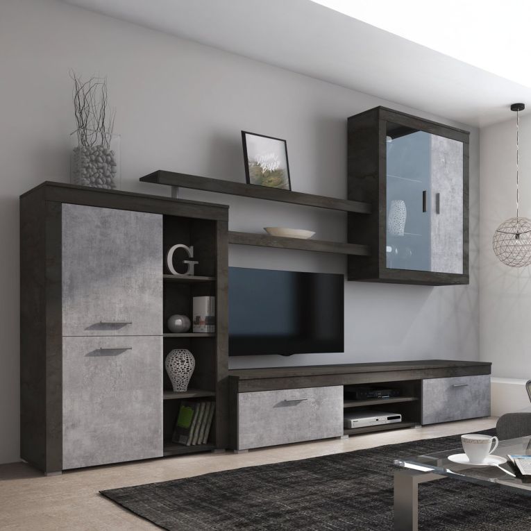 Parete Attrezzata Nero Antracite Grigio 11 Ripiani Modulabile, 18 Vani - Casies