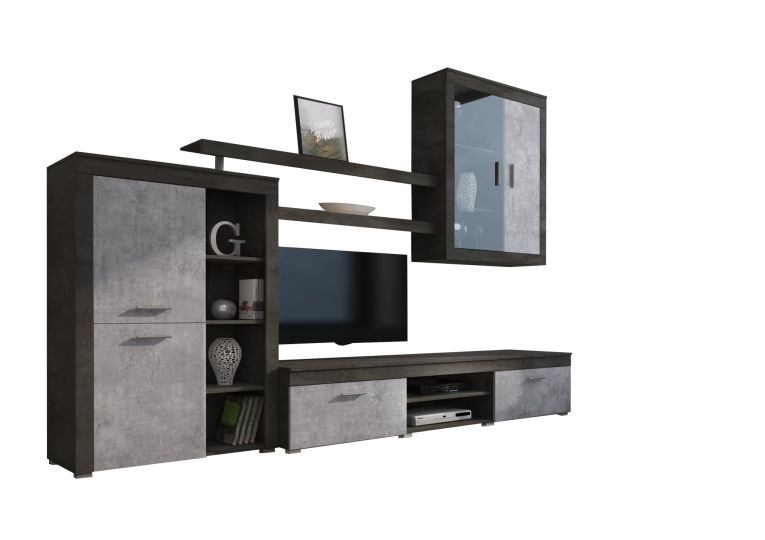 Parete Attrezzata Nero Antracite Grigio 11 Ripiani Modulabile, 18 Vani - Casies