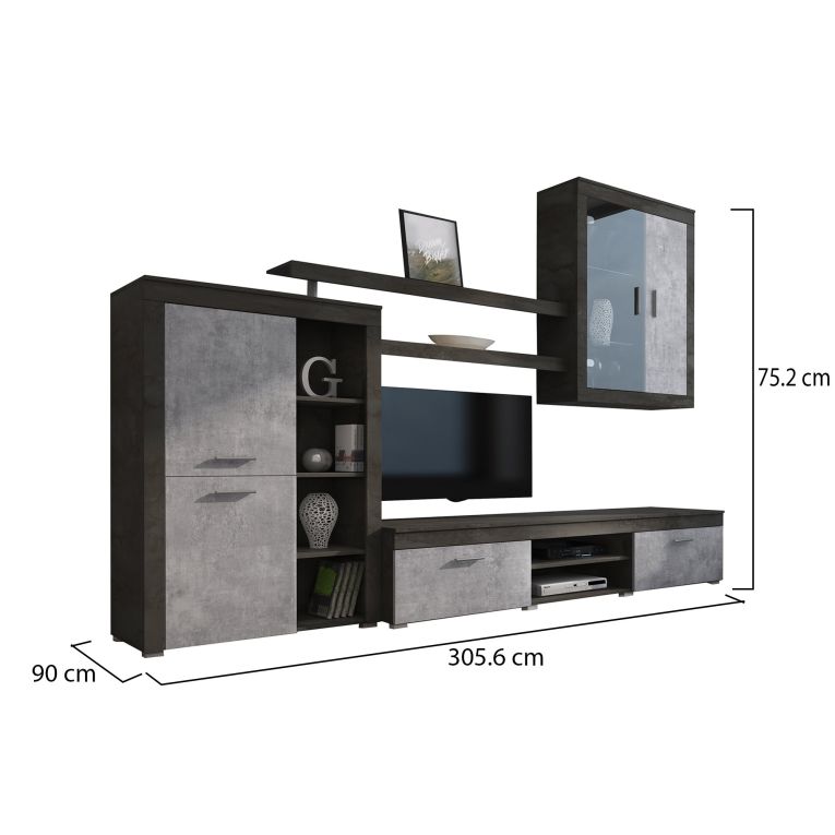 Parete Attrezzata Nero Antracite Grigio 11 Ripiani Modulabile, 18 Vani - Casies