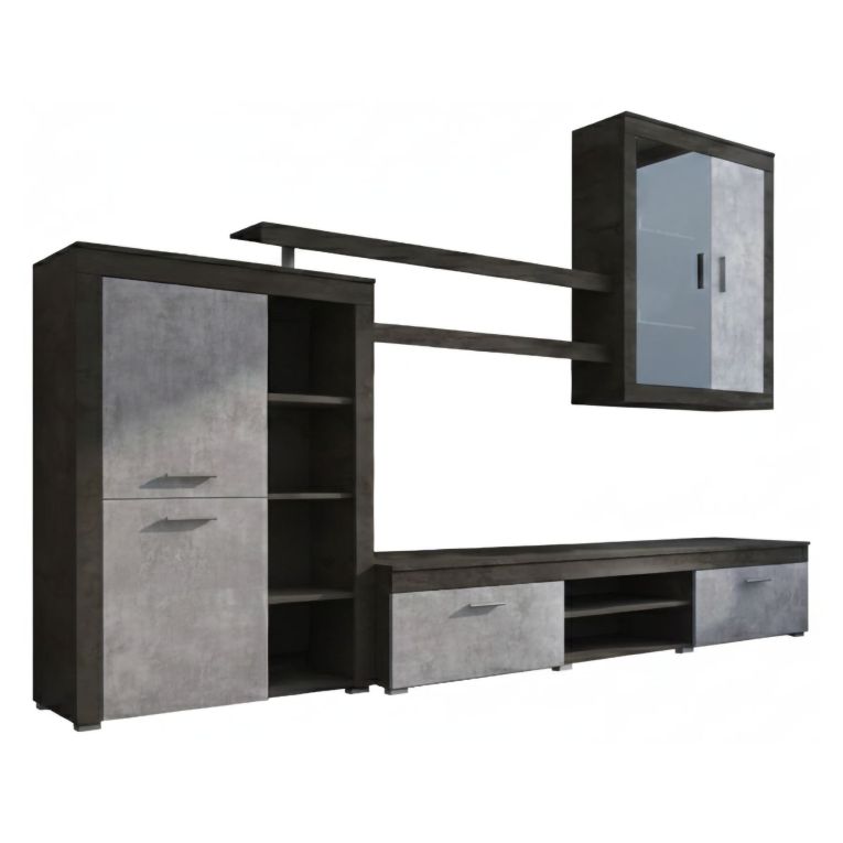 Parete Attrezzata Nero Antracite Grigio 11 Ripiani Modulabile, 18 Vani - Casies