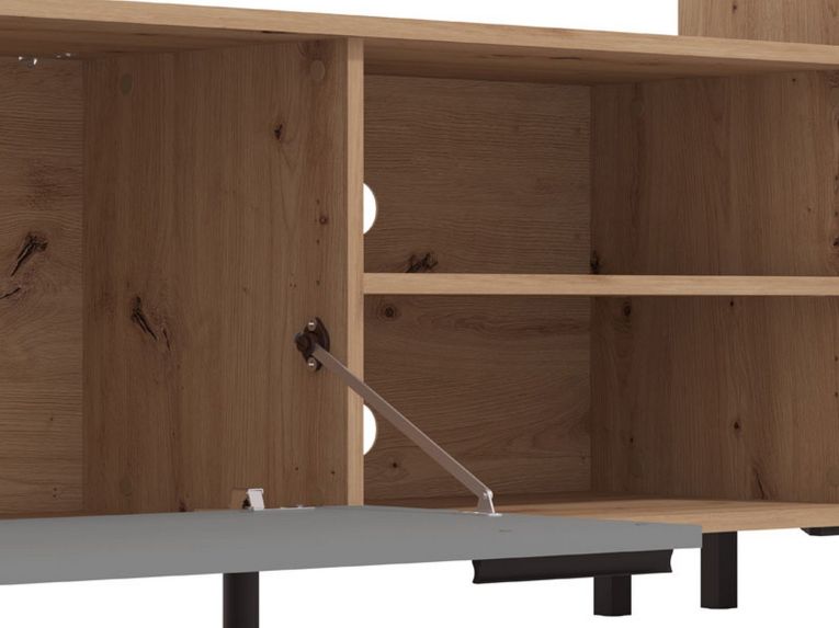 Parete Attrezzata Nero Antracite Marrone Rovere Nodi Modulabile 12 Ripiani 279x38x192.5h cm, 17 Vani - Civitate