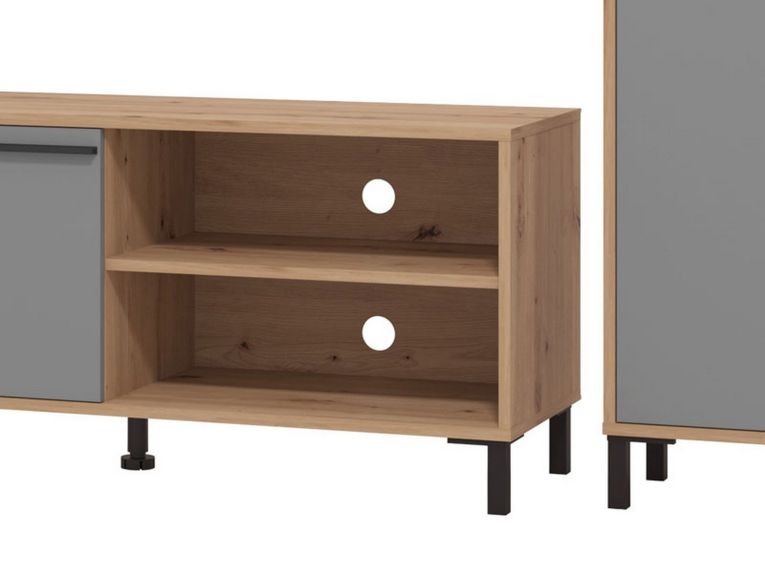 Parete Attrezzata Nero Antracite Marrone Rovere Nodi Modulabile 12 Ripiani 279x38x192.5h cm, 17 Vani - Civitate