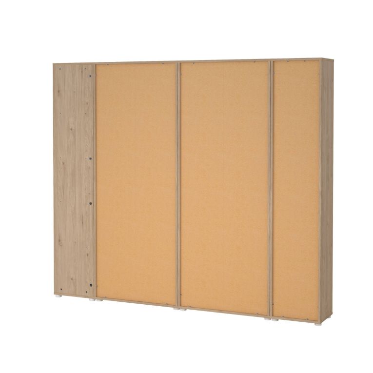 Parete attrezzata Sabine, Composizione soggiorno, Mobile salotto multiuso, Armadio porta TV, 34x241 h205 cm, Rovere e Bianco