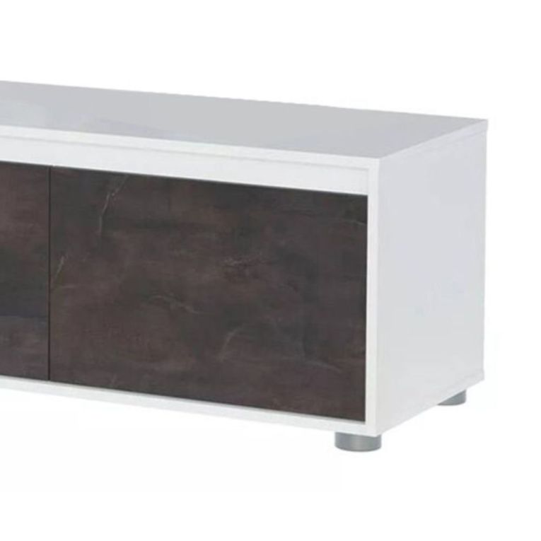 Parete attrezzata Savannah, Mobile da soggiorno porta TV, Composizione set salotto, Set salotto con pensile, 200x41h43 cm, Bianco e Ossido