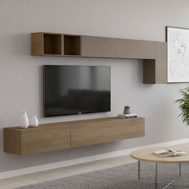 Parete salotto 5 ante 276cm bronzo e noce - Barumini