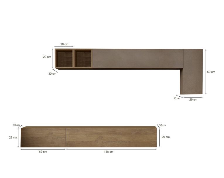 Parete salotto 5 ante 276cm bronzo e noce - Barumini