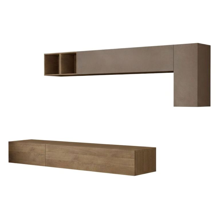 Parete salotto 5 ante 276cm bronzo e noce - Barumini