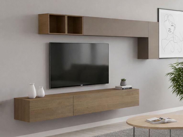 Parete salotto 5 ante 276cm bronzo e noce - Barumini
