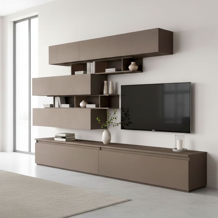 Parete salotto 8 ripiani 276cm bronzo e grigia - Hilaire
