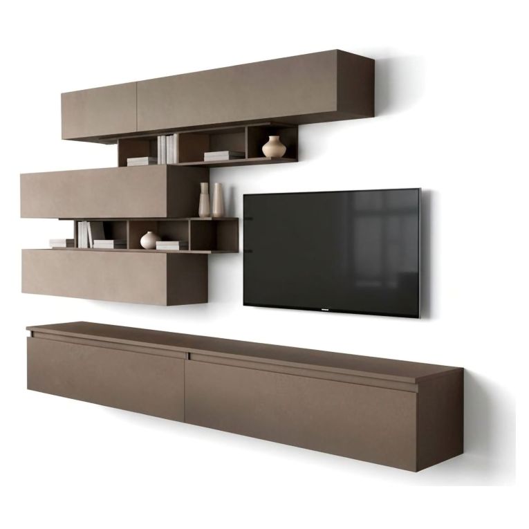 Parete salotto 8 ripiani 276cm bronzo e grigia - Hilaire