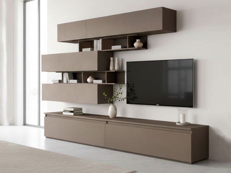 Parete salotto 8 ripiani 276cm bronzo e grigia - Hilaire