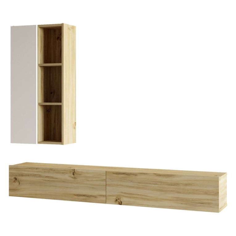 Parete salotto classica 174cm quercia e bianca - Francois