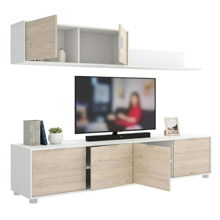 Parete salotto classica 200cm bianca e rovere - Winnie