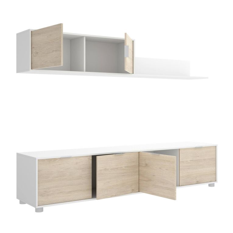 Parete salotto classica 200cm bianca e rovere - Winnie