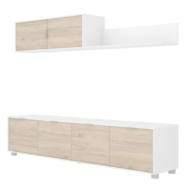 Parete salotto classica 200cm bianca e rovere - Winnie