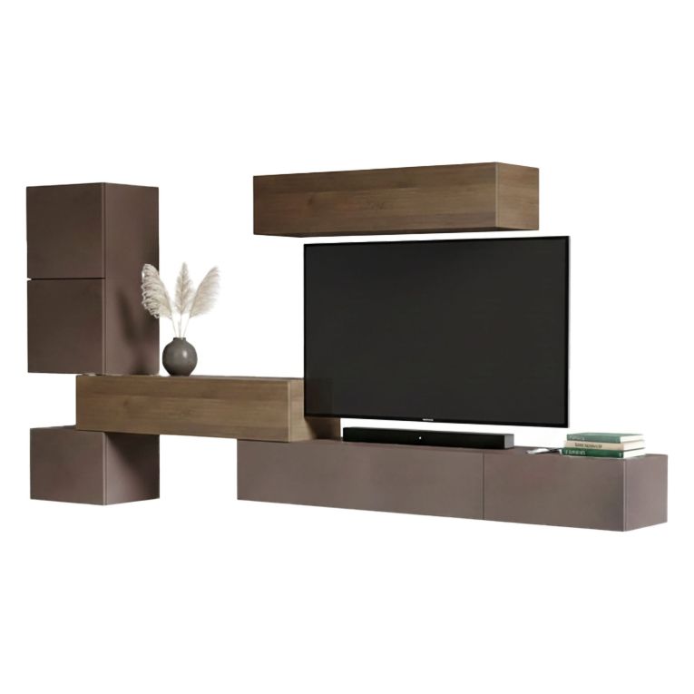 Parete salotto classica 340cm bronzo e noce - Lingling