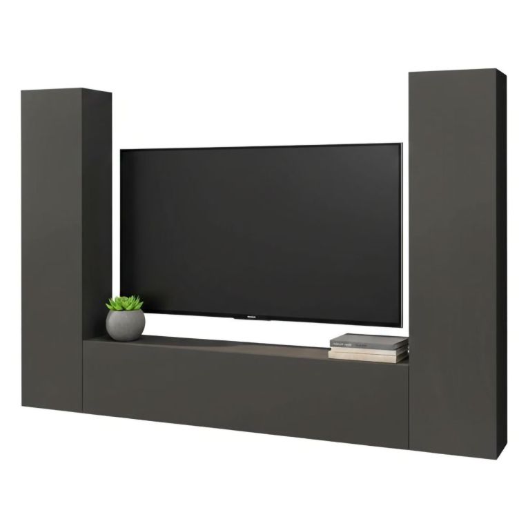 Parete salotto in legno 260cm antracite - Natasha
