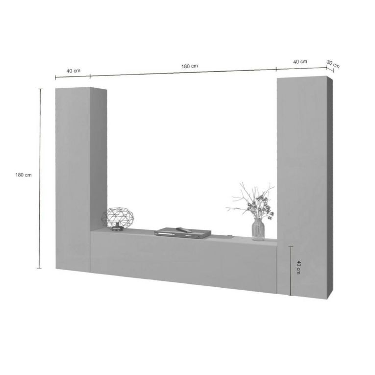 Parete salotto in legno 260cm antracite - Natasha