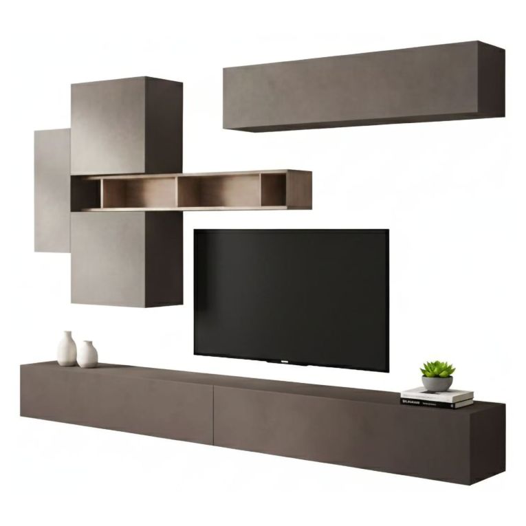 Parete salotto moderna 276cm bronzo e grigia - Nate