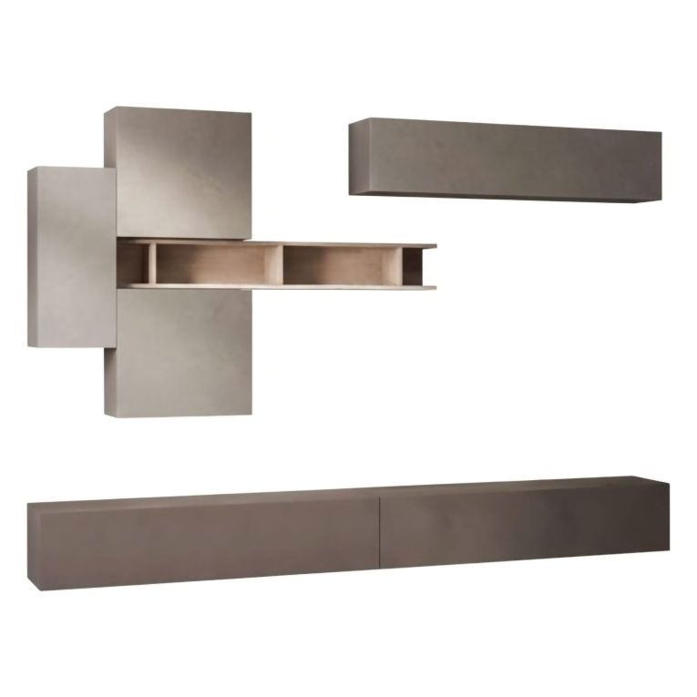 Parete salotto moderna 276cm bronzo e grigia - Nate