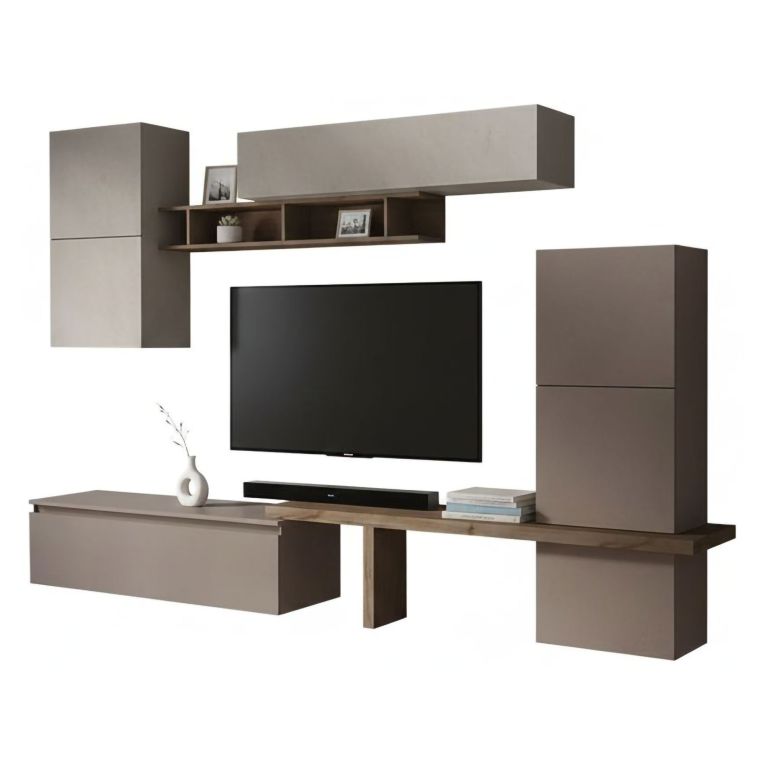 Parete salotto moderna 290cm bronzo e grigia - Tammy