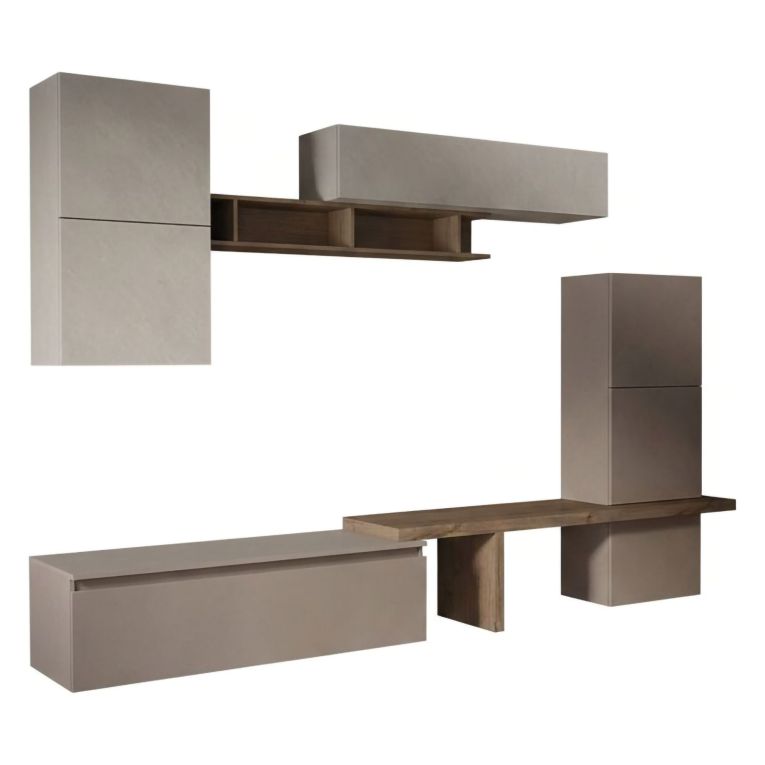 Parete salotto moderna 290cm bronzo e grigia - Tammy