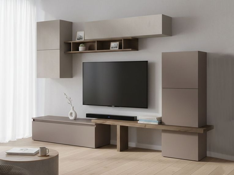 Parete salotto moderna 290cm bronzo e grigia - Tammy